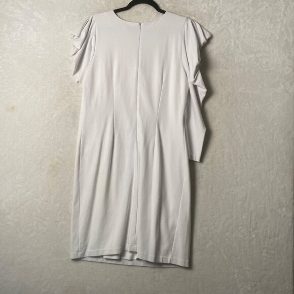 Eloquii White Ruffle Sleeve Dress Size 14 Style 5927 Fit Flare Knee Length - Picture 9 of 9